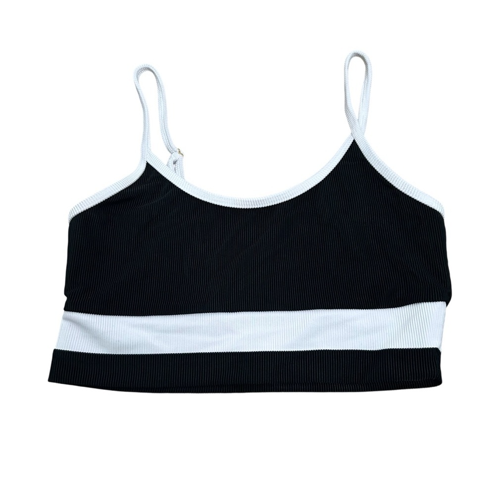 Beach Riot Eva Colorblock Scoop Rib Bikini Top Black White Size Women’s Large - Picture 4 of 6